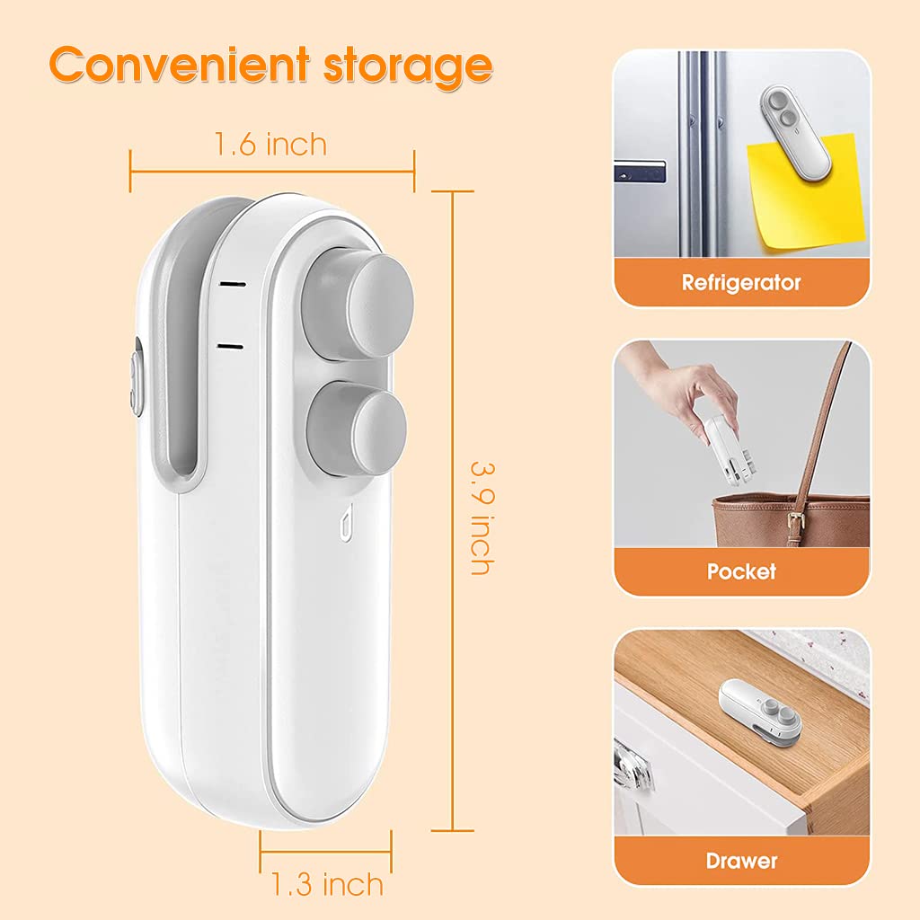 SkyShopy 00mAh Sealer for Plastic Bags, USB Bag Sealer, 2 in 1 Hot Bond Sealer with Cutter, Magnetic Bag Sealer, Mini Bag Sealer Rechargeable Bag Sealer for Chips Snack Bag, Various Bag Food SkyShopy 00mAh Sealer for Plastic Bags, USB Bag Sealer, 2 in 1 Hot Bond Sealer with Cutter, Magnetic Bag Sealer, Mini Bag Sealer Rechargeable Bag Sealer for Chips Snack Bag, Various Bag Food